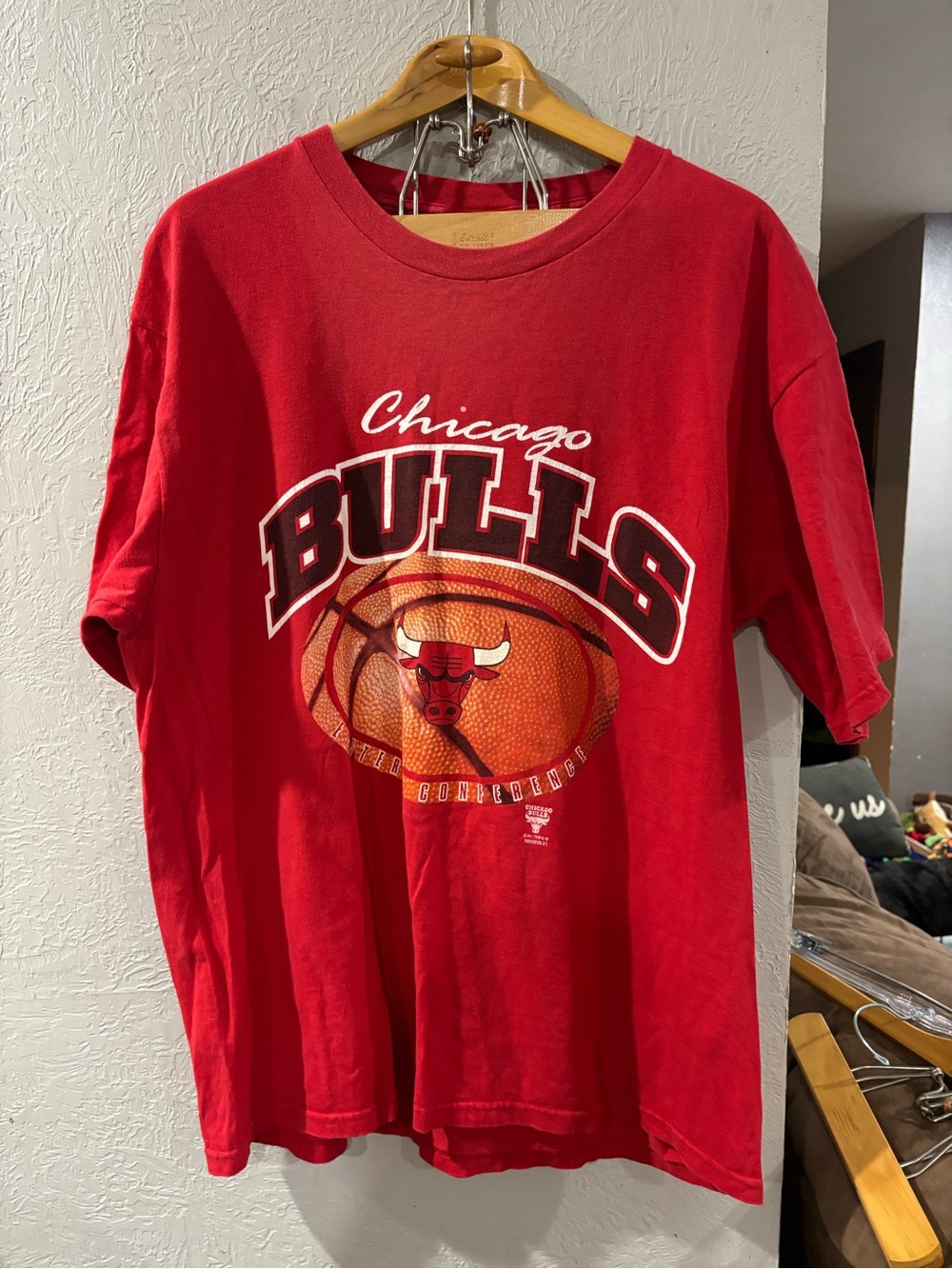 Vtg Chicago Bulls Eastern Conference Lee Sport T-Shirt X-Large Red Nutmeg
